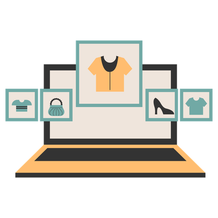 Shopping for goods in online stores  Illustration
