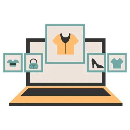 Shopping for goods in online stores  Illustration