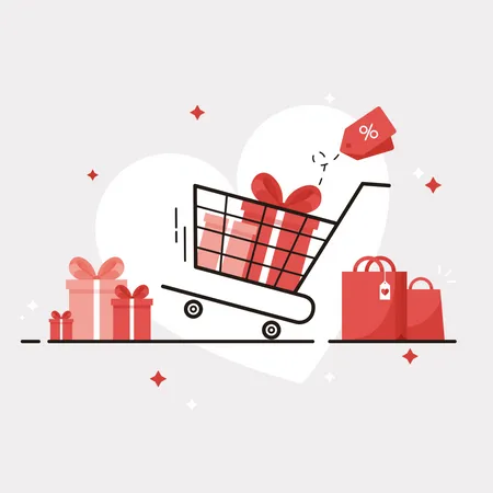 Shopping For Valentine  Illustration