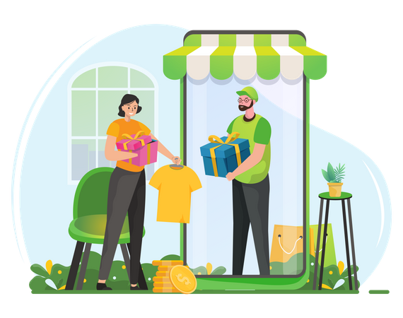 Shopping from home  Illustration