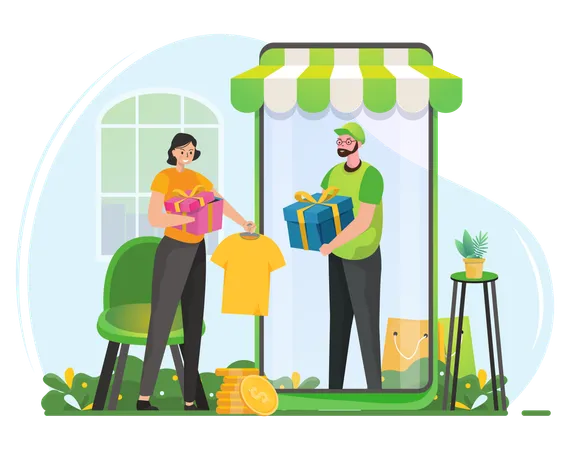 Shopping from home  Illustration