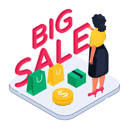 Shopping grande vente  Illustration