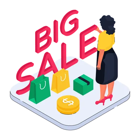Shopping grande vente  Illustration
