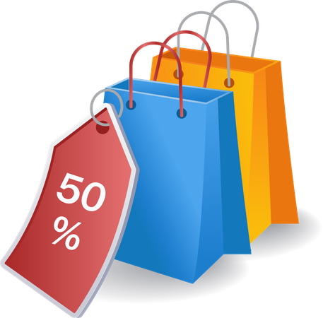 Shopping hunting for discounts  イラスト