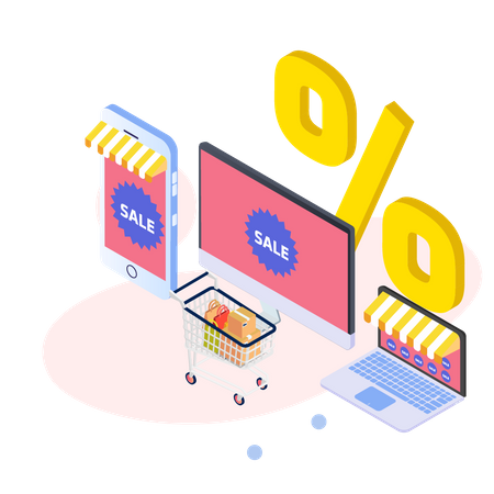 Shopping in online sale  Illustration