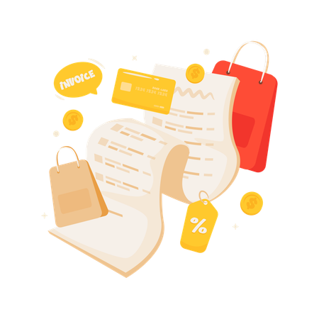 Shopping invoice with shopping sale  Illustration