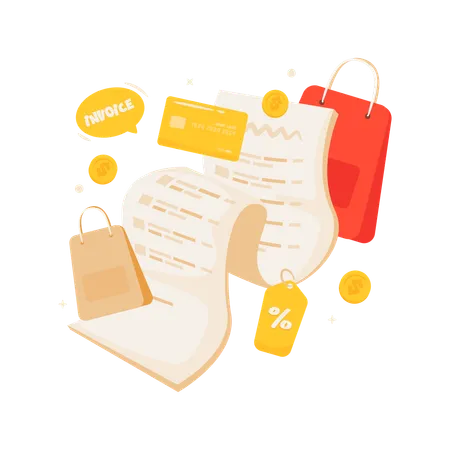 Shopping invoice with shopping sale  Illustration