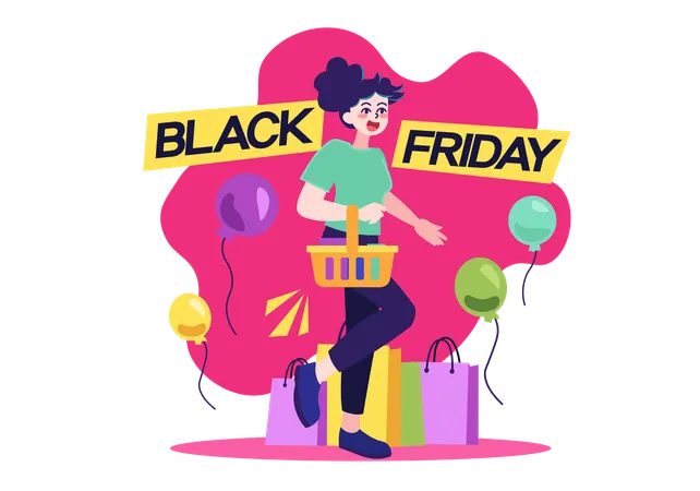 Shopping sur les offres du Black Friday  Illustration