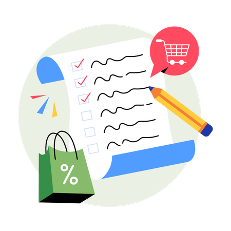 Shopping List of grocery products  Illustration
