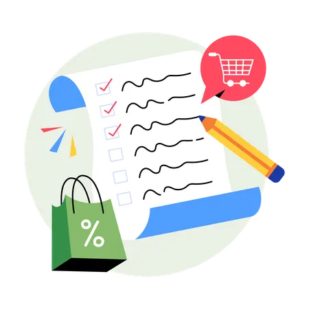 Shopping List of grocery products  Illustration