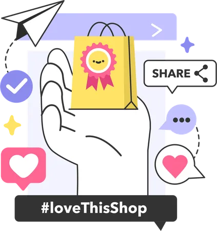 Shopping love with best product  일러스트레이션
