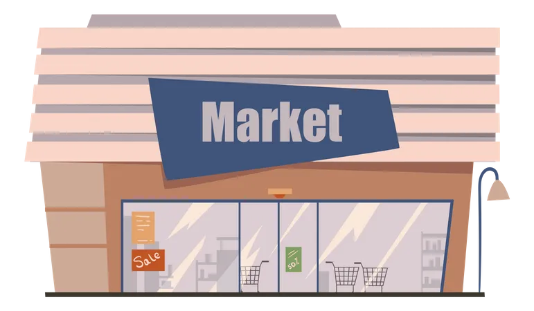 Mercado de compras  Ilustração