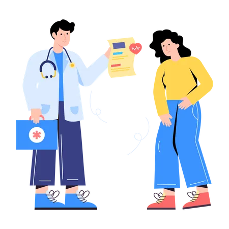 Doctor giving medical report to patient Illustration