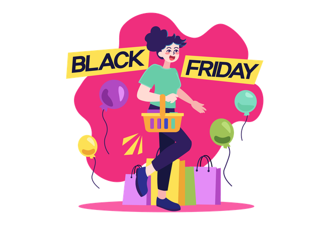 Shopping on black friday offers  Illustration