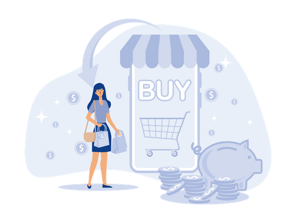 Shopping Online  Illustration