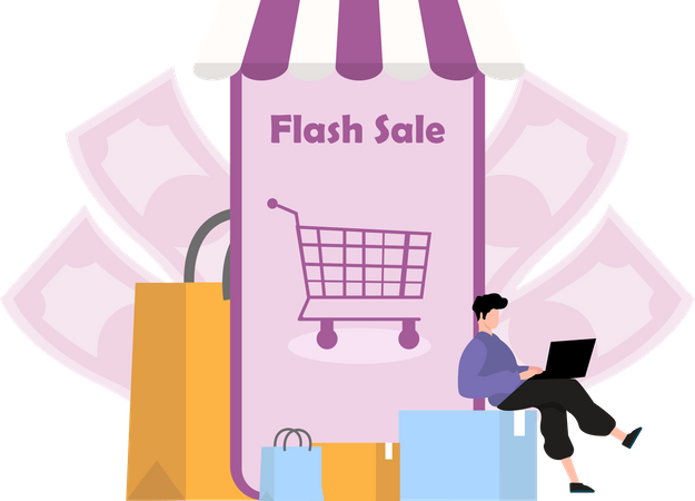 Shopping Online  Illustration