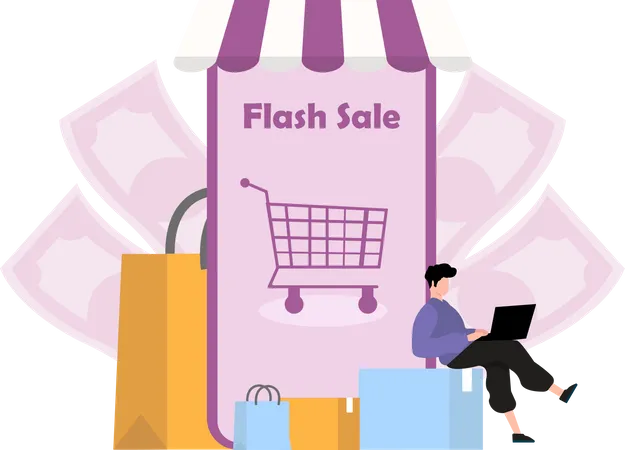 Shopping Online  Illustration