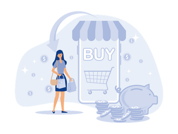 Shopping Online  Illustration