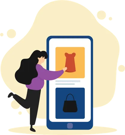 Shopping online using mobile phone  Illustration