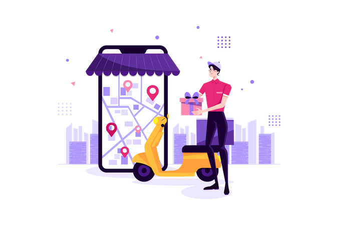 Shopping order delivery tracking Illustration