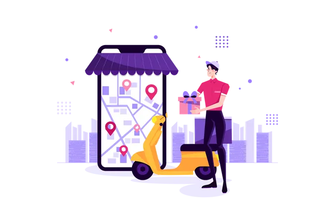 Shopping order delivery tracking  イラスト