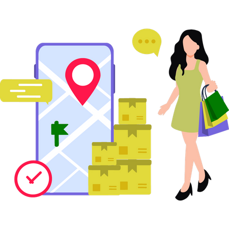 Shopping Order Delivery Tracking  Illustration