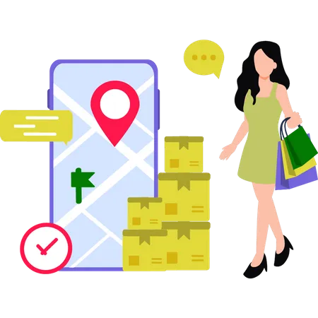 Shopping Order Delivery Tracking  Illustration