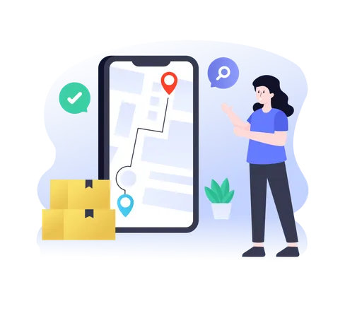 Shopping Order Delivery Tracking  Illustration