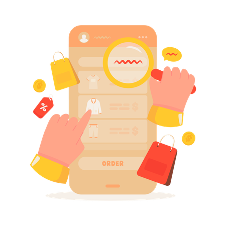 Shopping order from shopping app  Illustration