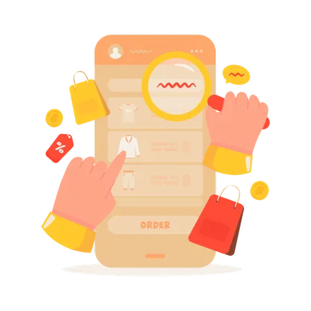 Shopping order from shopping app  Illustration