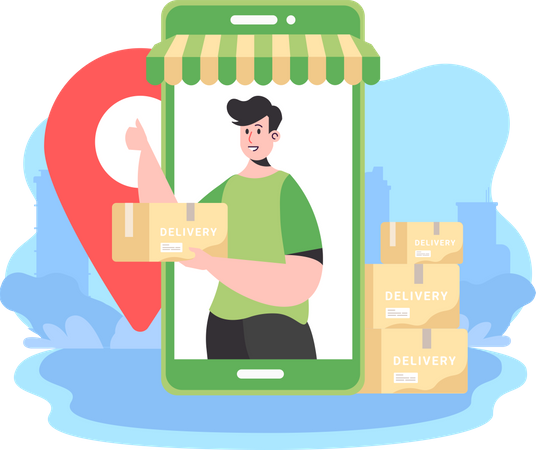 Shopping Package Delivery  Illustration