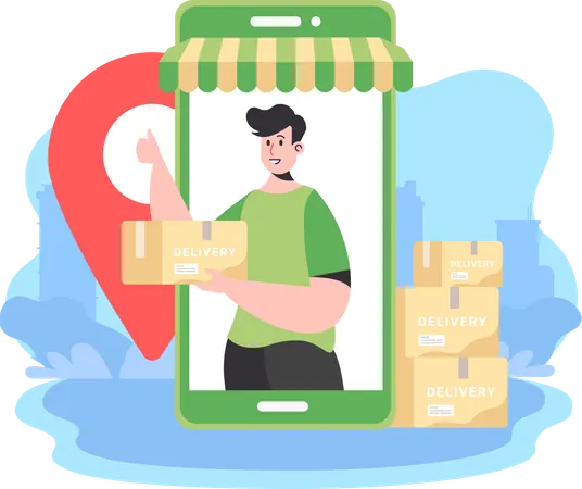 Shopping Package Delivery Digital Illustration For Your Project Exclusive On Iconscout 일러스트레이션