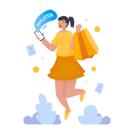 Shopping, payer plus tard  Illustration