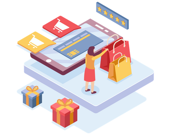 Shopping payment by card  Illustration