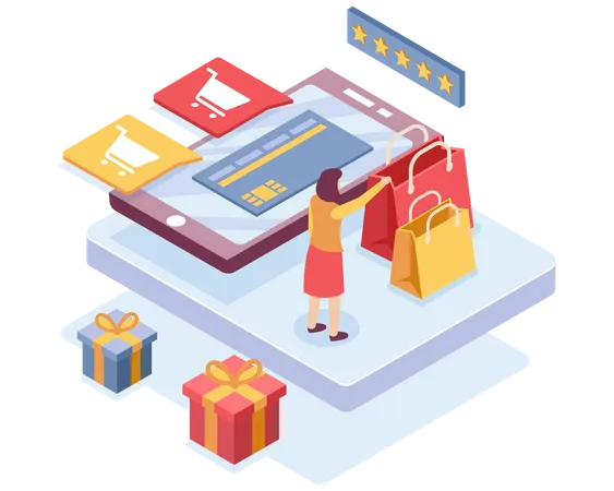 Shopping payment by card  Illustration