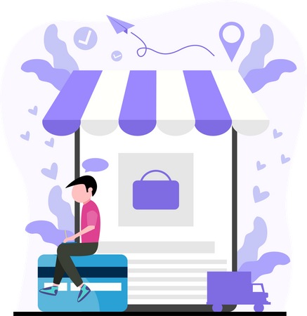 Shopping payment via card  Illustration