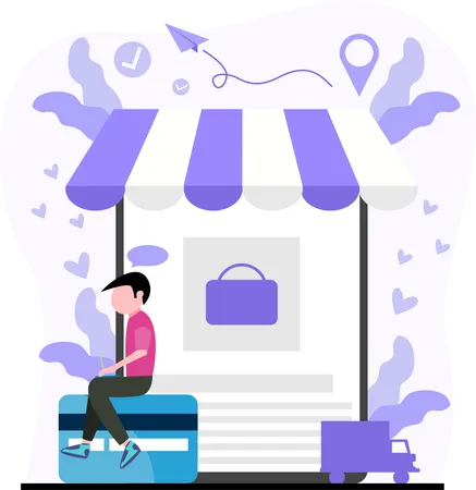 Shopping payment via card  イラスト