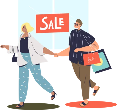 Faire du shopping pendant les soldes  Illustration