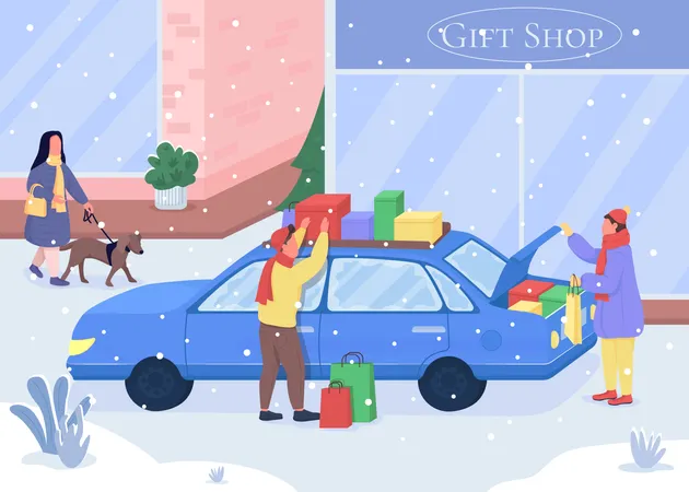 Shopping pour les cadeaux de Noël  Illustration