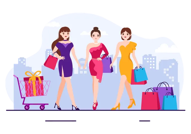 Shopping Reminder Day Vector Illustration On 26 November With Bag And Goods For Poster Or Promotion In Flat Cartoon Background Design Templates Illustration