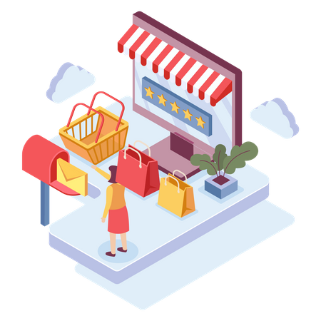 Shopping review by email  Illustration