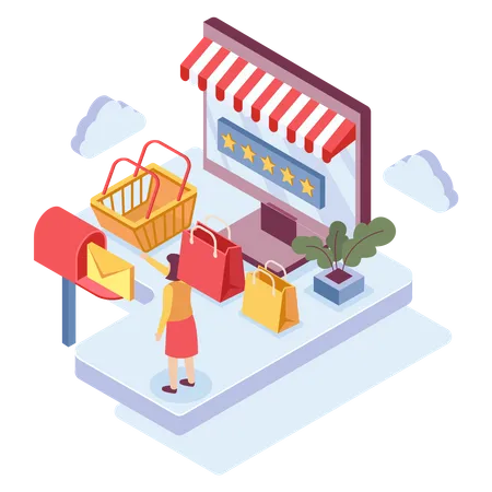 Shopping review by email  Illustration