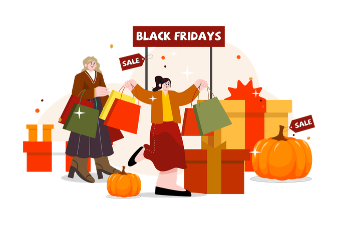 Shopping Sale For Pumpkin  Illustration