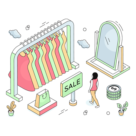 Shopping Sale on clothes  Illustration