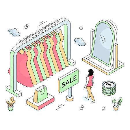 Shopping Sale on clothes  Illustration