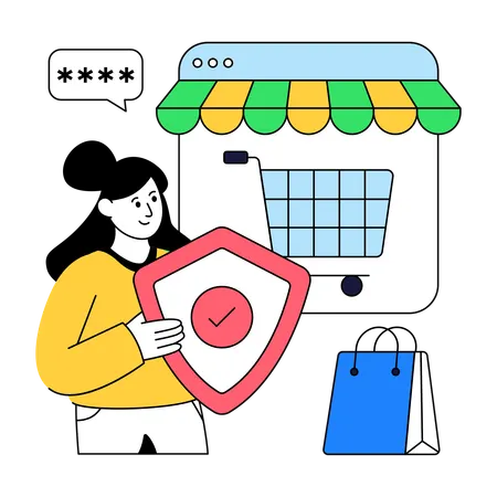 Shopping Security  Illustration