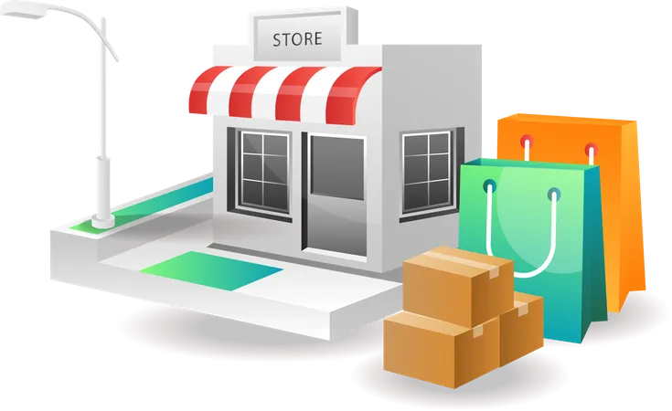 Illustration Isometric Concept Shopping Shop For Family Needs Illustration