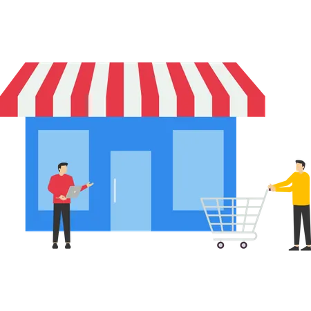 Various Shops Discounts Online Buying And Delivery Of Goods And Gifts Real Estate Investment Shopping Concept Employee Search Open Vacancies Vector Illustration Flat Style Illustration