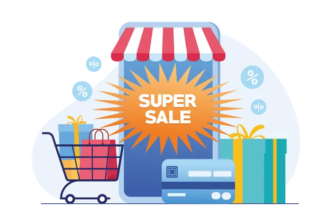 Shopping Super Sale & Cashback  Illustration