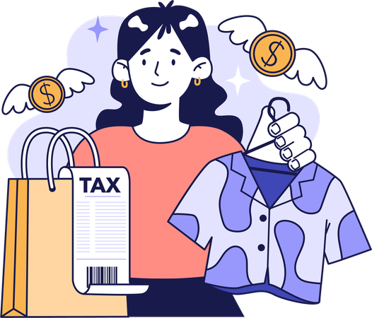 Shopping tax and cost  Illustration
